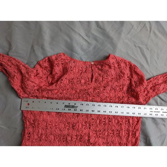 Gap Top Pink Crochet Textured Long Sleeve Y2K Cotton Pullover Womens Size L - Picture 7 of 8